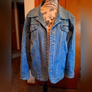 Christine Alexander Beaded Denim Jacket Size large